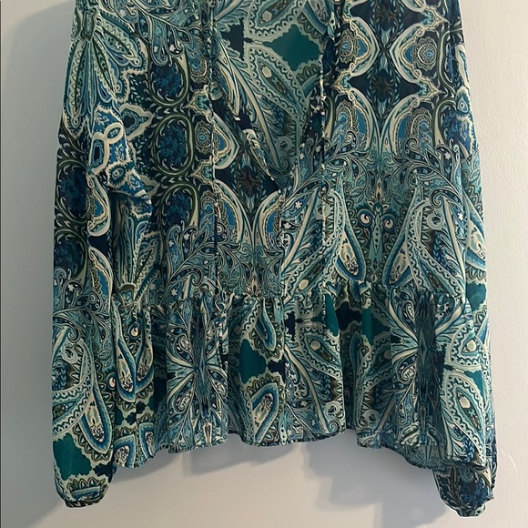 Bohemian Blue Peplum Blouse with Relaxed Fit L - Picture 4 of 4